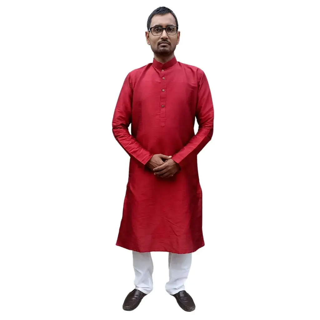 DUPION Silk Kurta Maroon/38