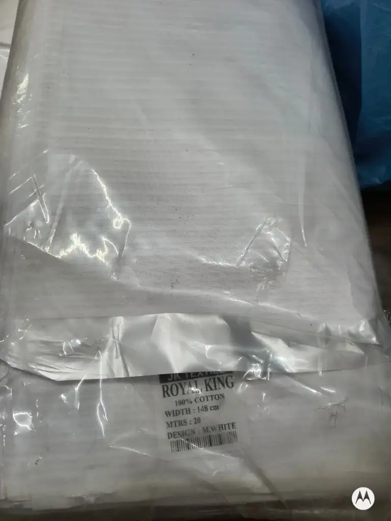 Check White Fabric 44"