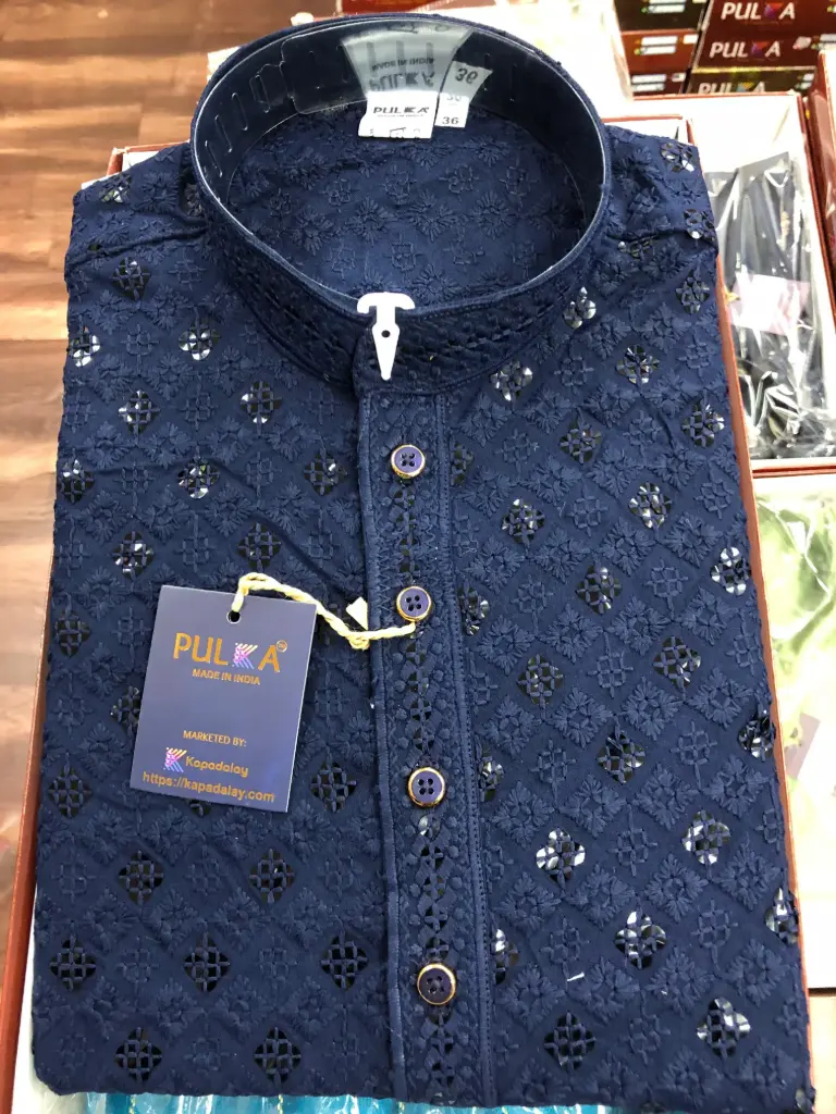 Beautiful Chikankari sequin work kurta for Men
