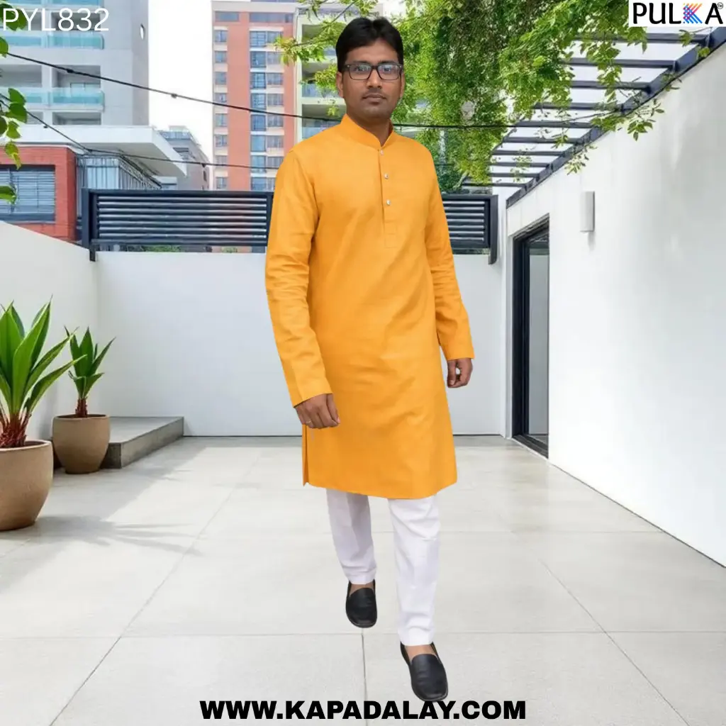 MAGIC SLUB Yellow Kurta for Haldi