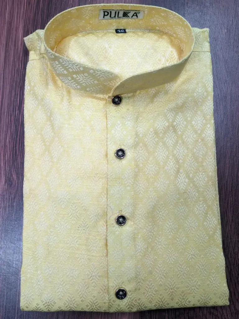 Banarsi JQD Silk Kurta-Yellow/36