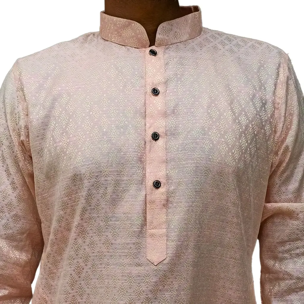 Banarsi JQD Silk Kurta-Peach/42