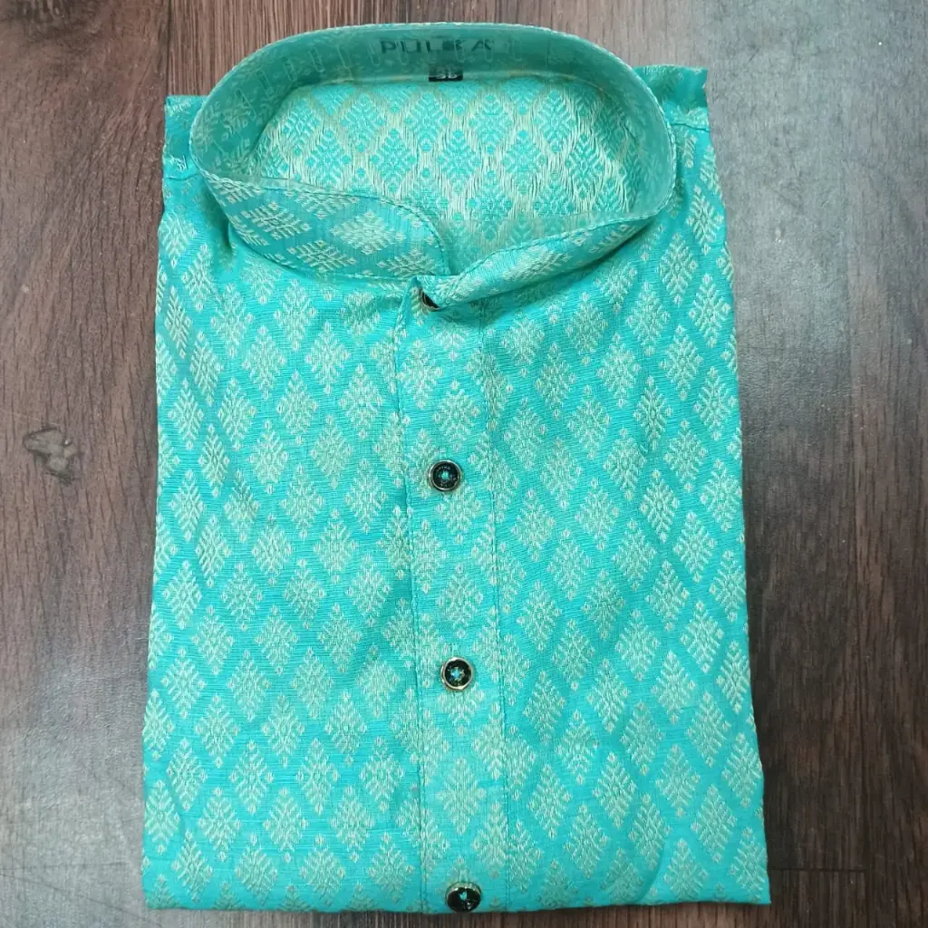 Banarsi JQD Silk Kurta-SkyBlue/44