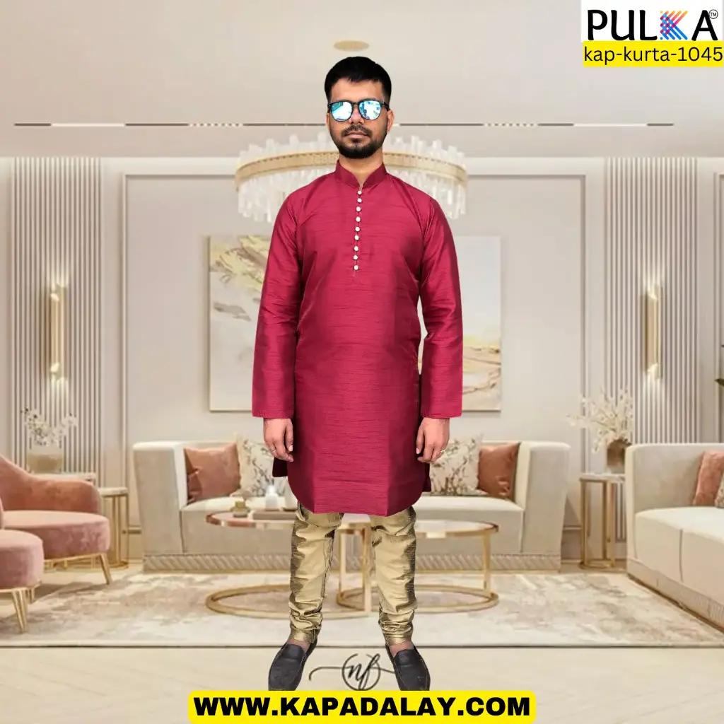 BGLORI Silk 9 btn Kurta Maroon/36
