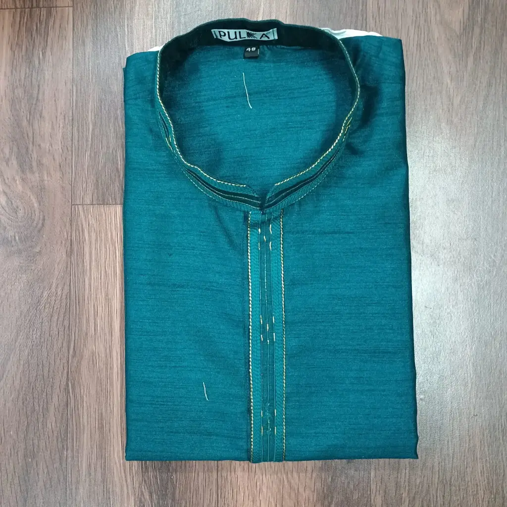 BGLORI Silk DK design  Kurta Pajama Set-TealBlue/40