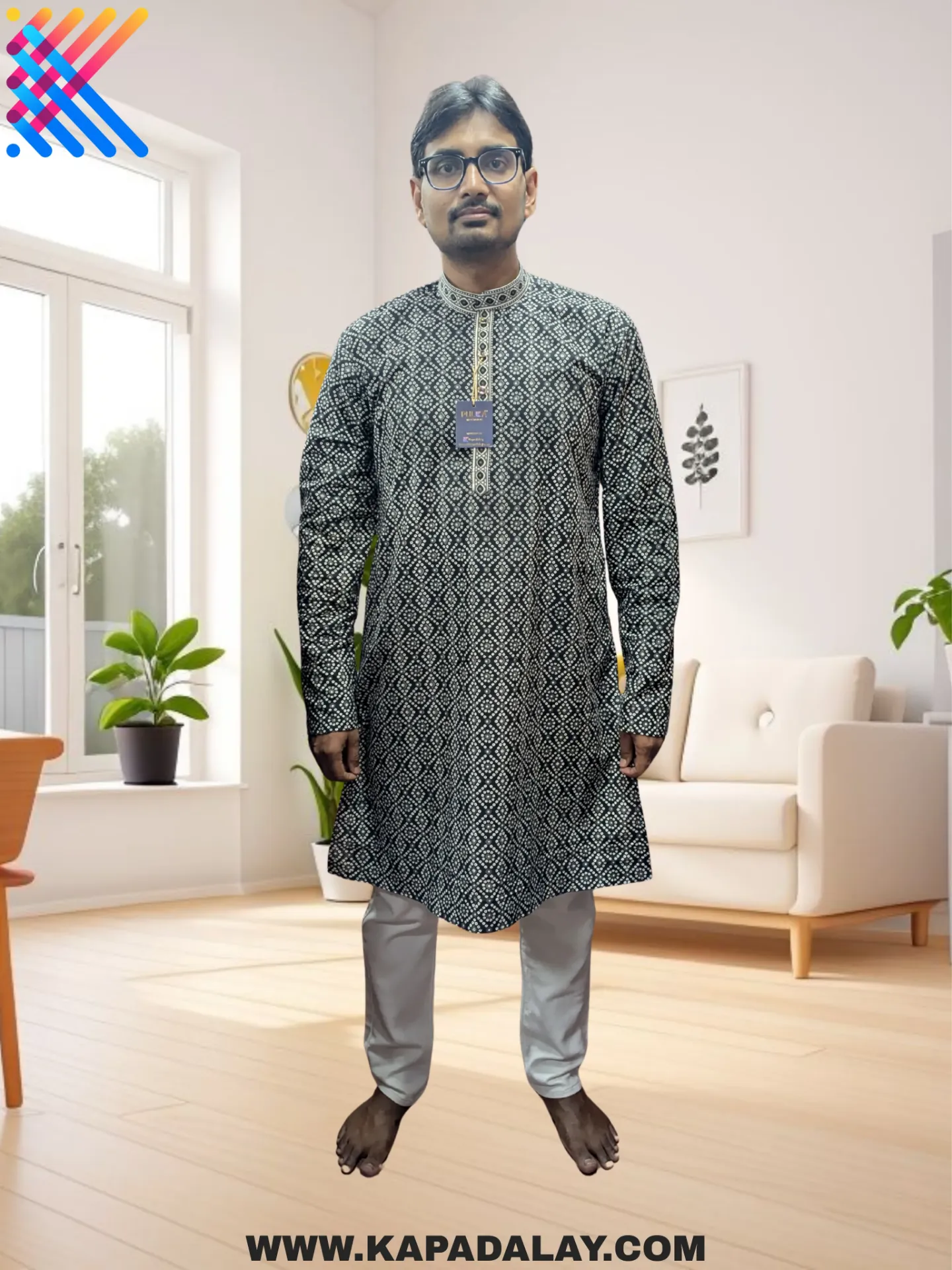 Bandhani Print Kurta for Men