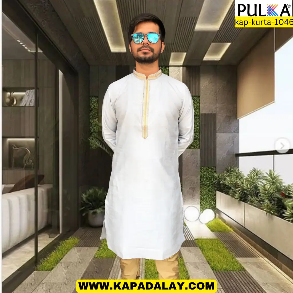 BGLORI Silk DK design  Kurta Pajama Set-Grey/44