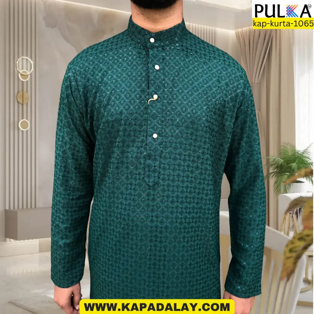 Sequence chikankari Kurta Green Black/40