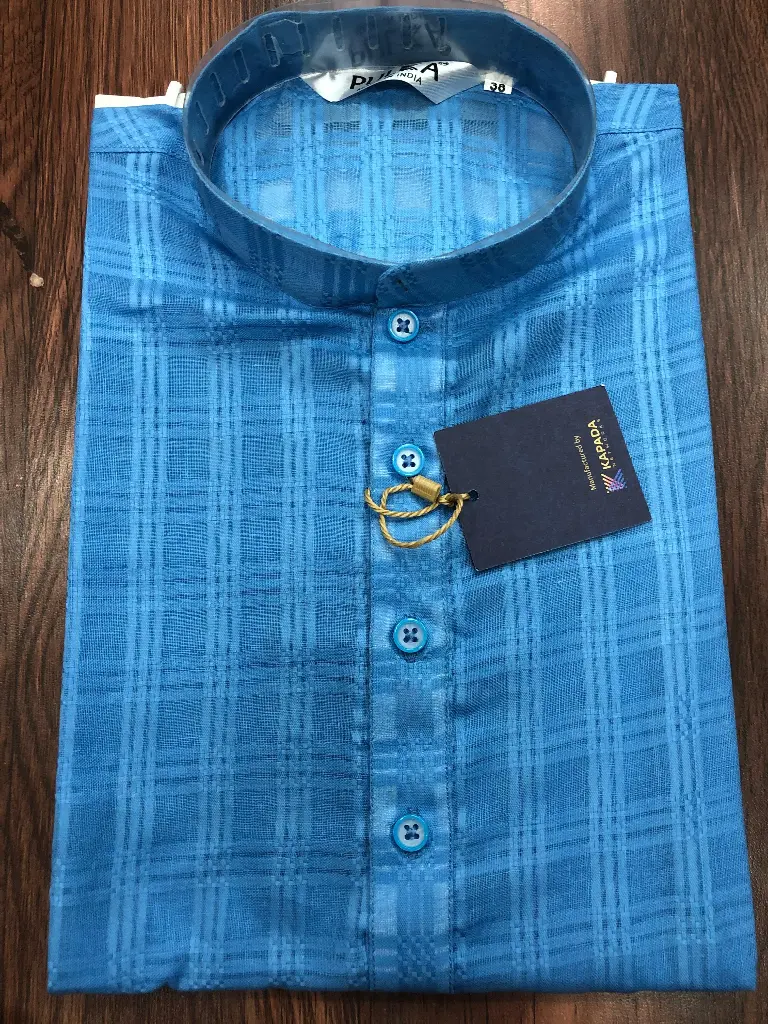 Square stripe check kurta SkyBlue/36