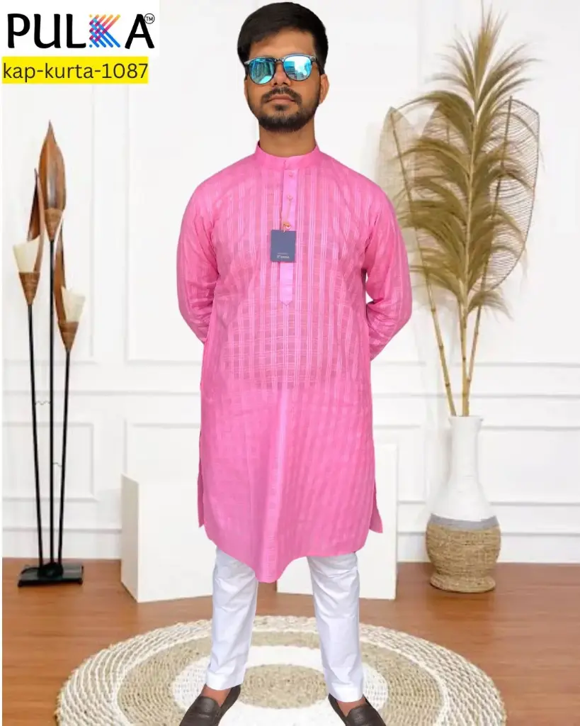 Square stripe check Kurta Pink/40