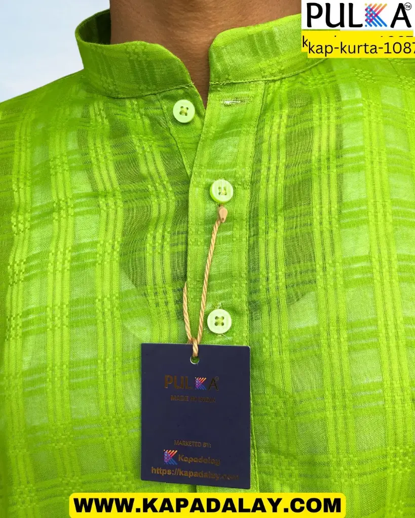 Square stripe check Kurta Green/42