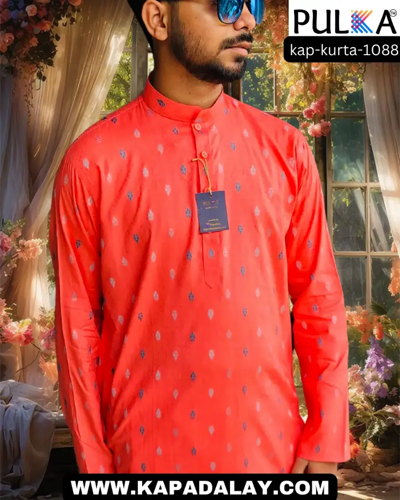 Cotton Butti Kurta-Red/42