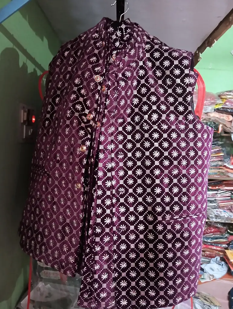 704-VELVET EMB Nehru Jacket-Purple/40