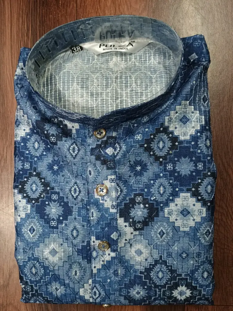 rajwadi Seq Print Kurta Navy MultiColor/44