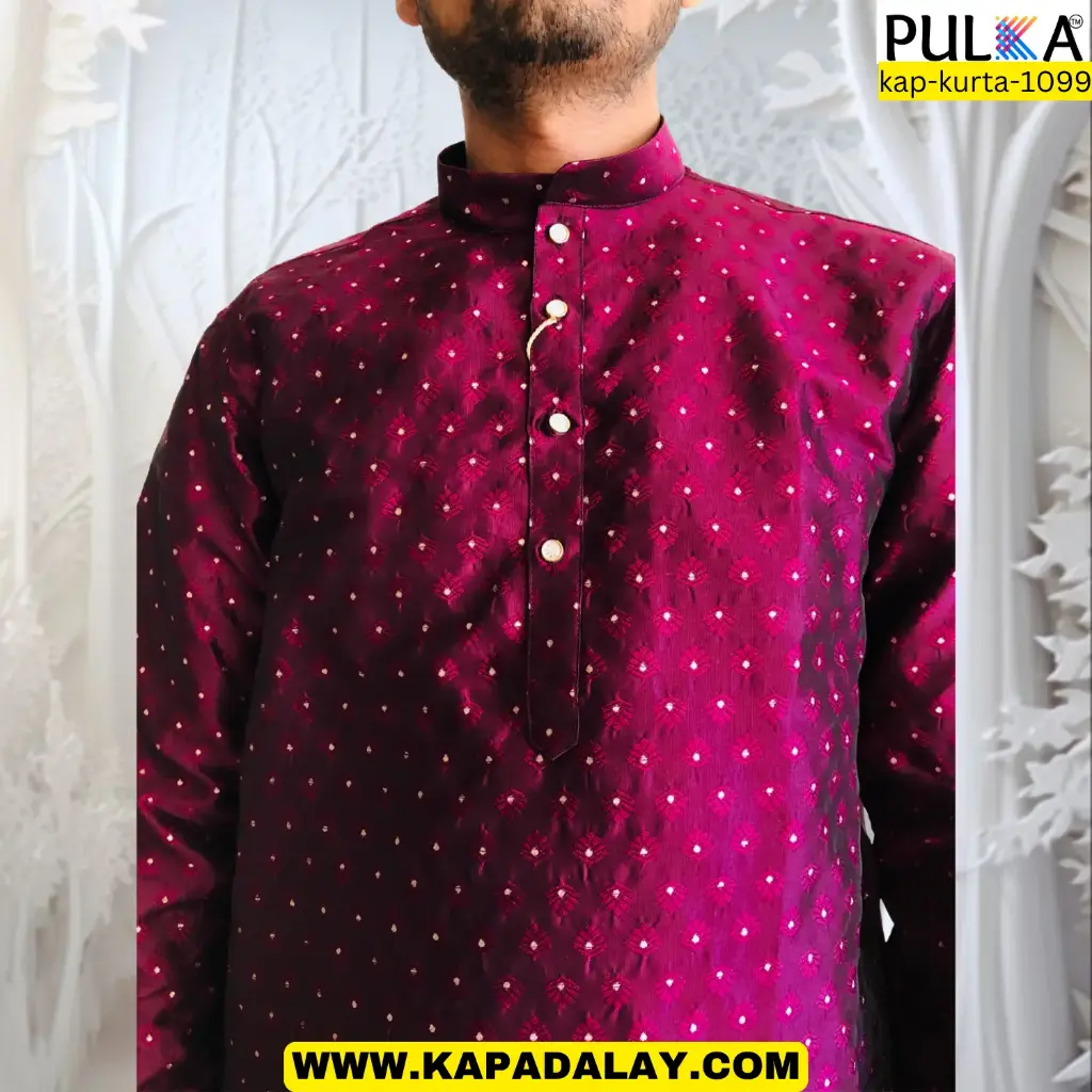 Polka Dot EMB Kurta JQD-Purple/44