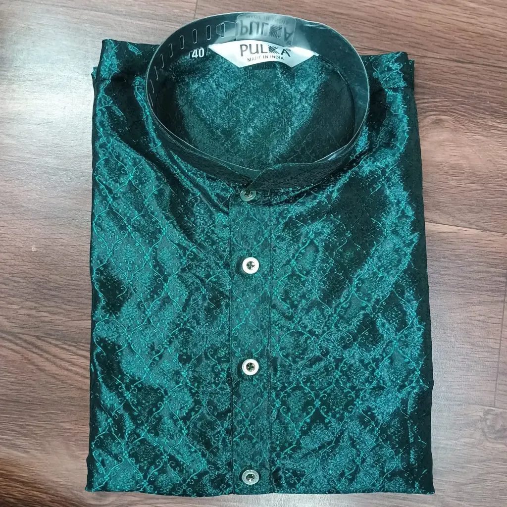 DUPION JACD leaf design Kurta-Darkteal/42