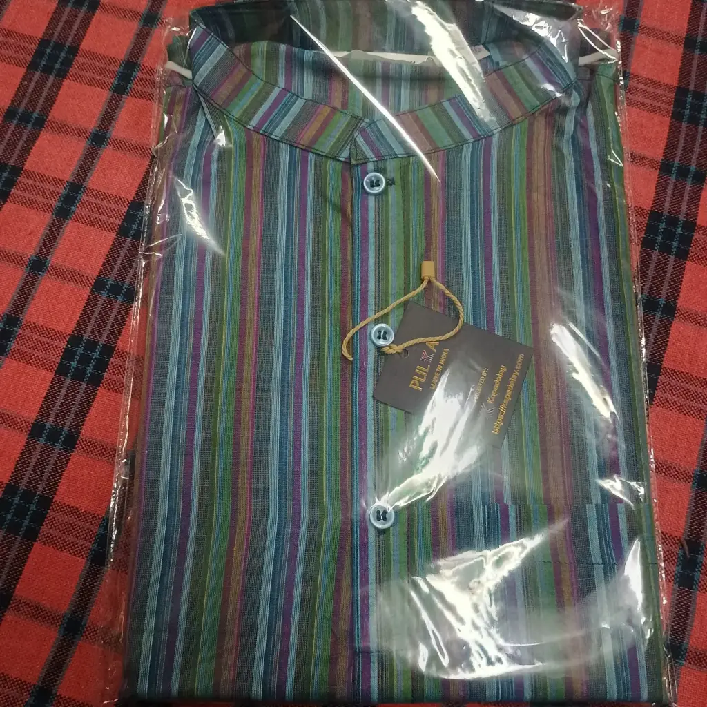 MC Stripe Line Cotton short Kurta Blue/36