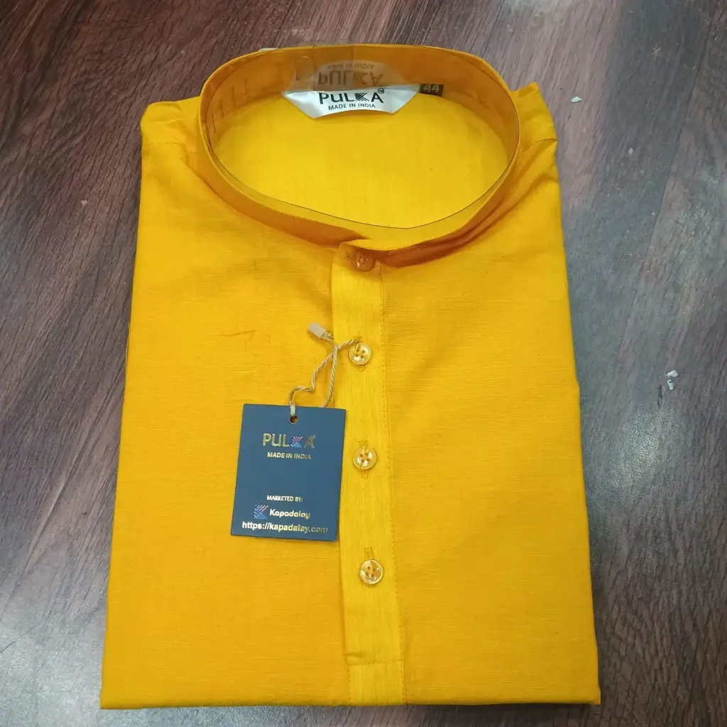 Plain Solid Pure Cotton Kurta mustard/36