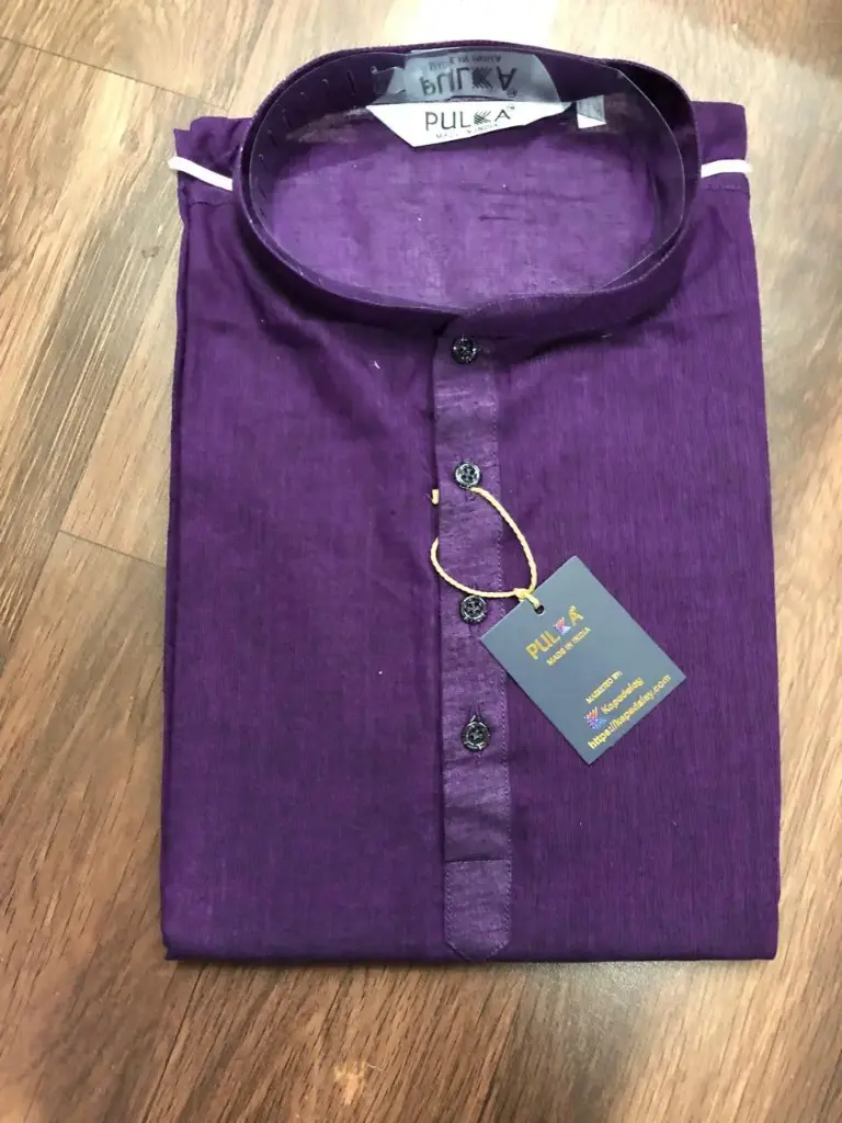Plain Solid Pure Cotton Kurta Purple/38