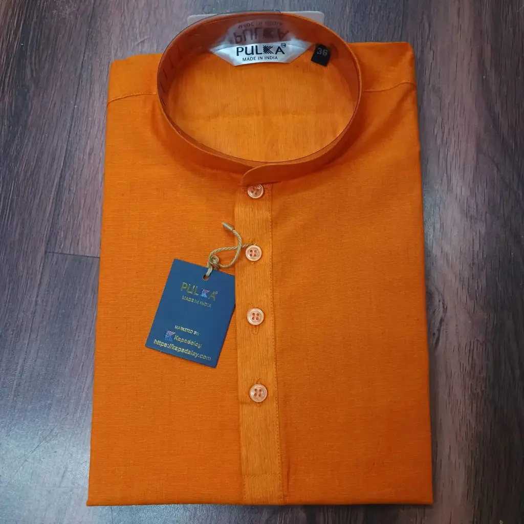 Plain Solid Pure Cotton Kurta orange/40