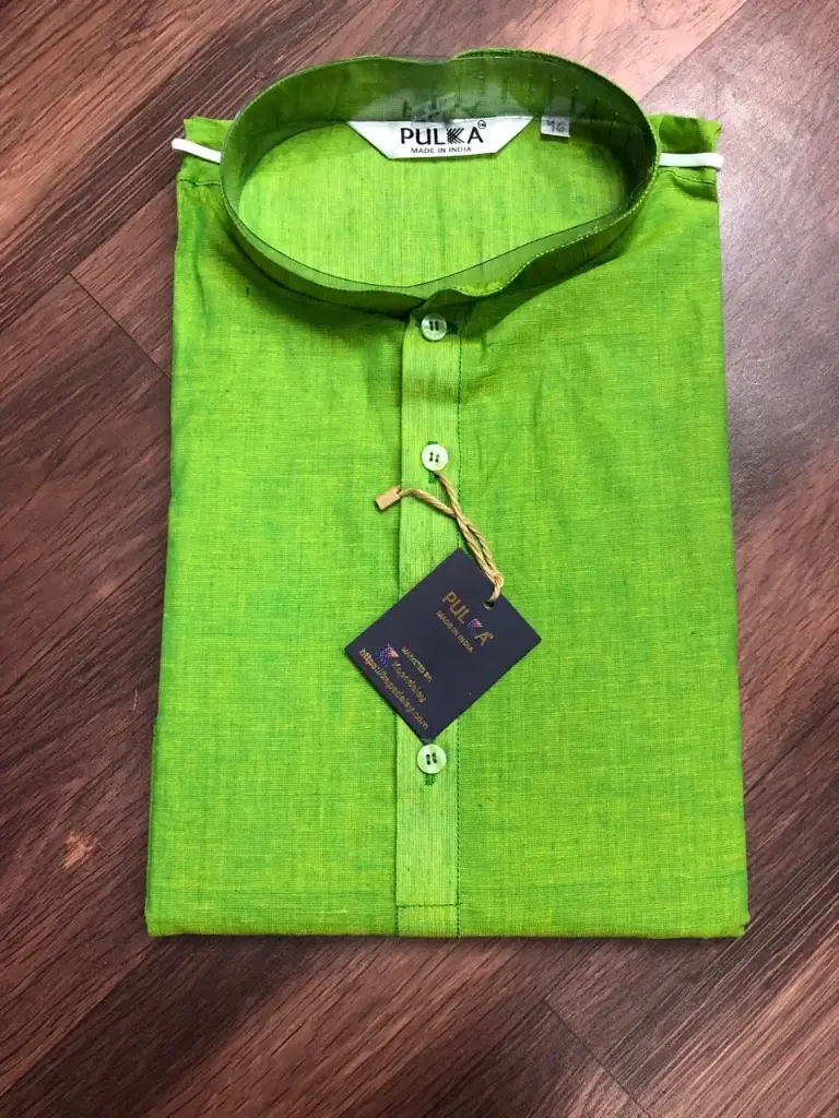 Plain Solid Pure Cotton Kurta ParrotGreen/44