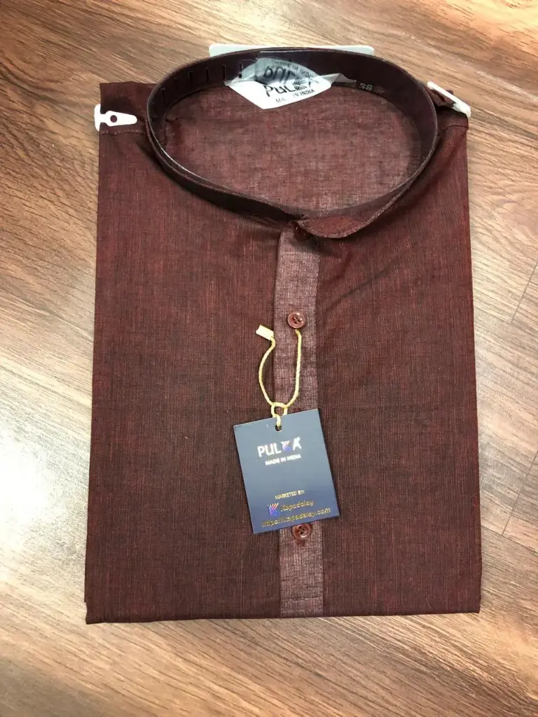 Plain Solid Pure Cotton Kurta Brown/46