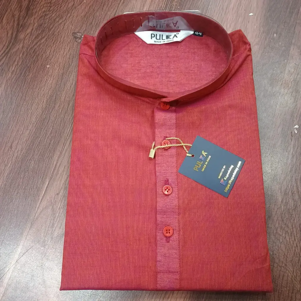Plain Solid Pure Cotton Kurta Red/38