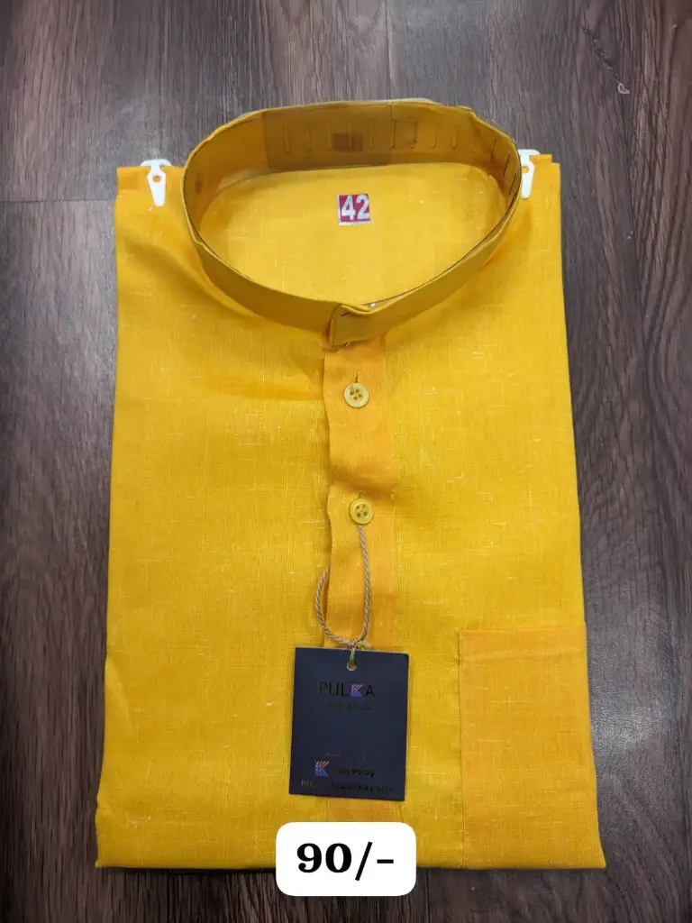 Solid Plain Kurta (Yellow)