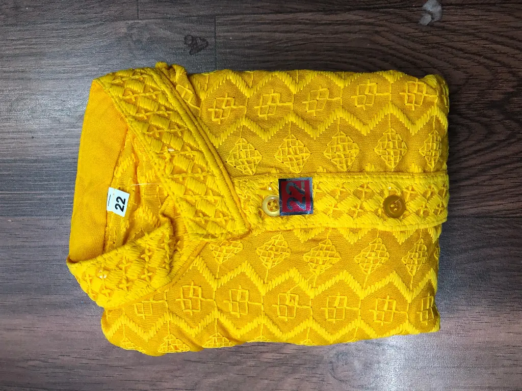 Kids Lukhnawi Kurta Yellow/22
