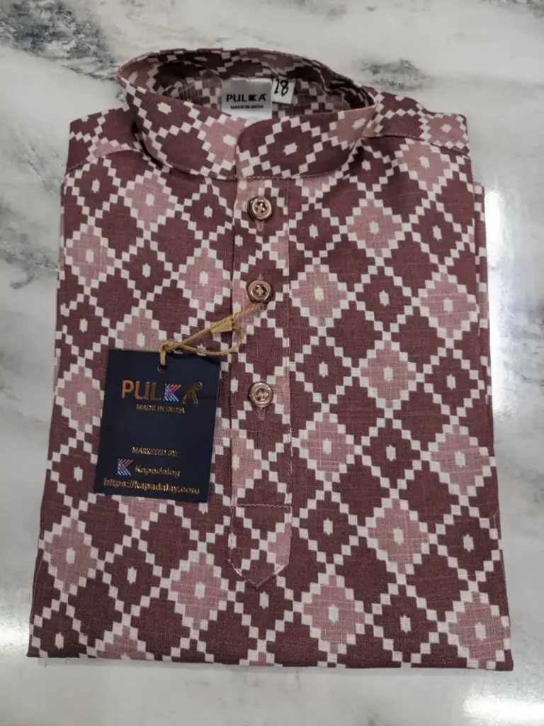 1646-Gold Rayon Print Kurta