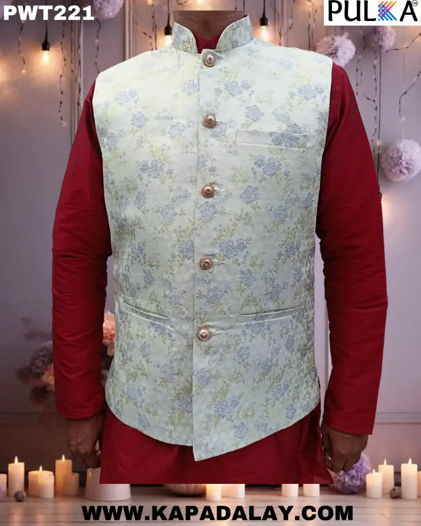 White Tehra Zari Nehru Jacket for Men