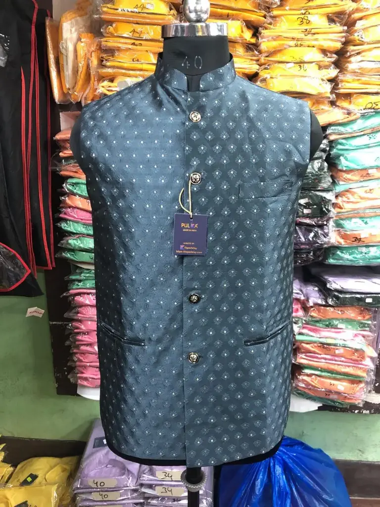 Polka Dot Embroidery Koti for Men