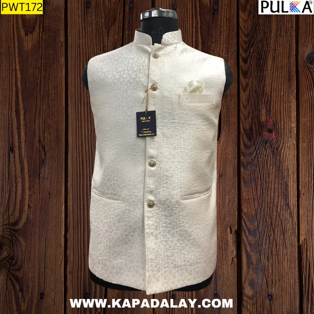 FANCY Leaf Design White Premium Koti For Men