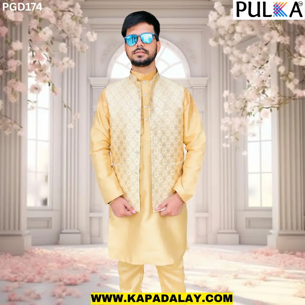 Golden Brocade Nehru Jacket