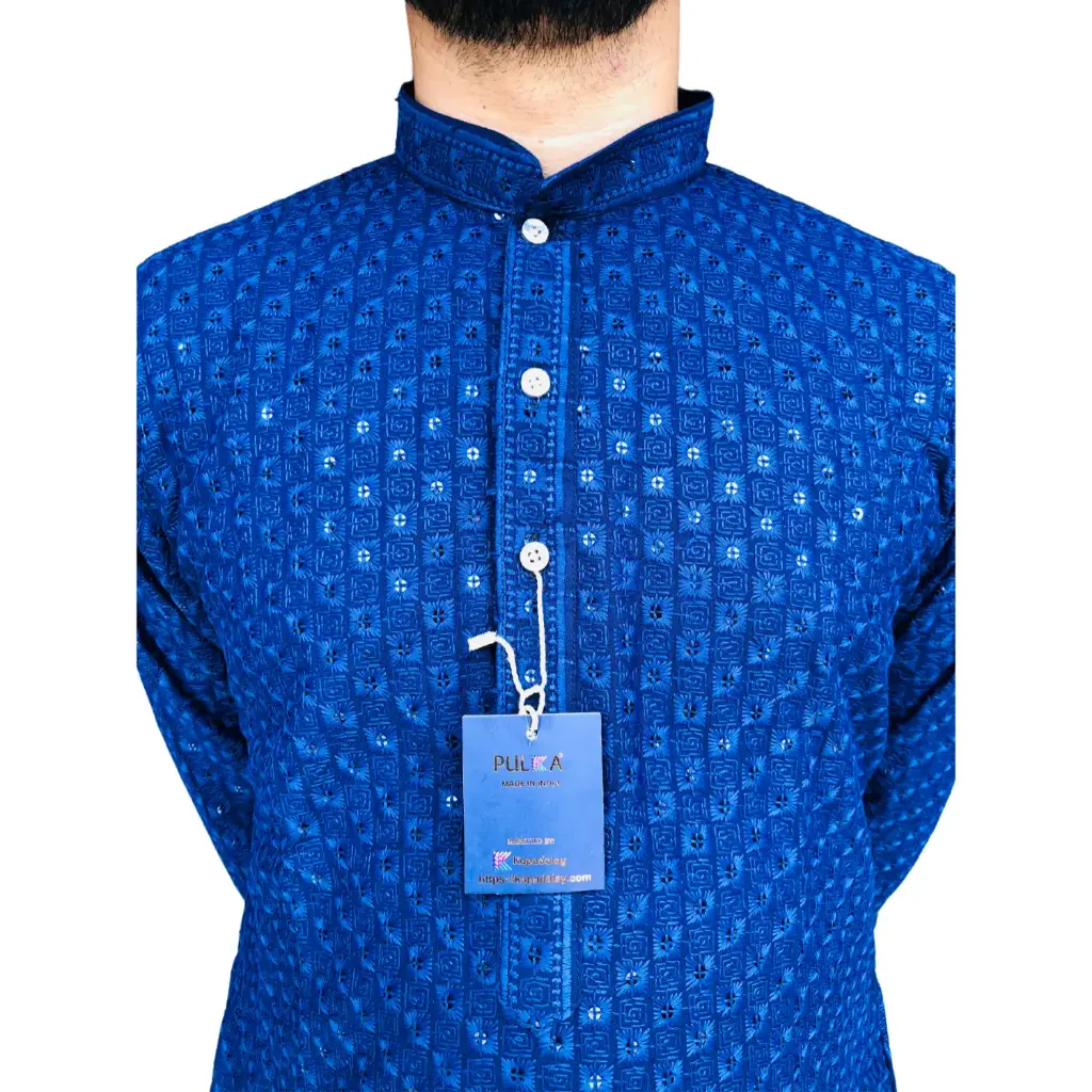 Self-Design Sequin Kurta for Men