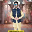 Velvet Embroidery Nehru Jacket For Men