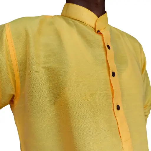 [P40YL81] DUPION Silk Kurta Yellow/40
