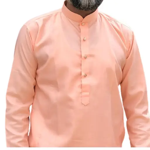 [P40PC396] Magic Cotton Plain Kurta Peach/40