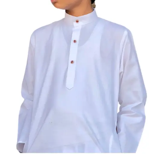 [P26WT83] Delta Cotton Kurta for Kids-white/26