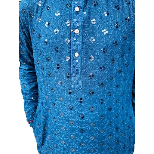 [P38BL6] 4 NAG SEQ Kurta Blue/38