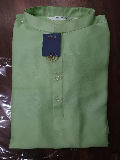 [P34PR22] BGLORI Silk Plain Kurta -ParrotGreen/34