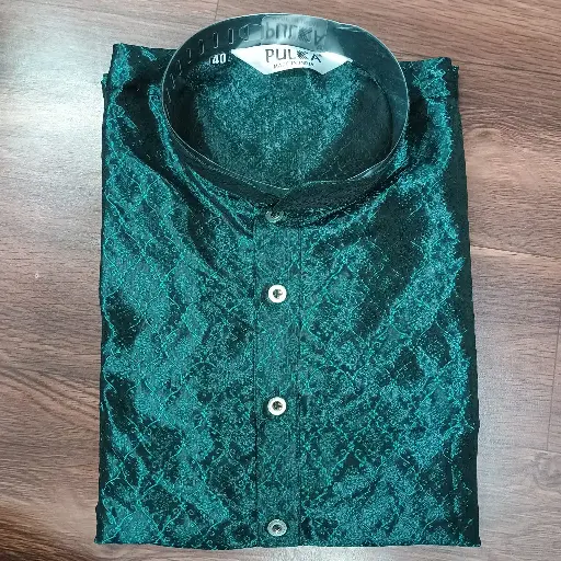 [P44DT76] DUPION JACD leaf design Kurta-Darkteal/44