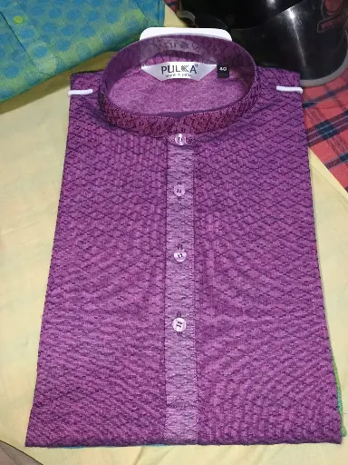 [P44MN397] Woven Cotton Kurta Magenta/44