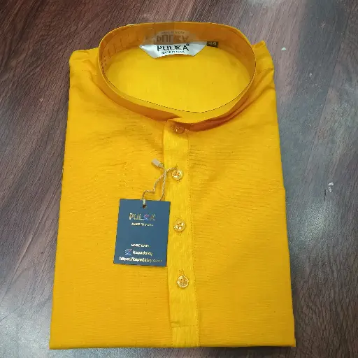 [P40MS44] Plain Solid Pure Cotton Kurta mustard/40