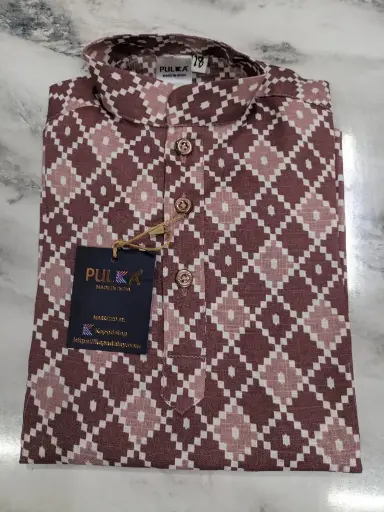 1646-Gold Rayon Print Kurta